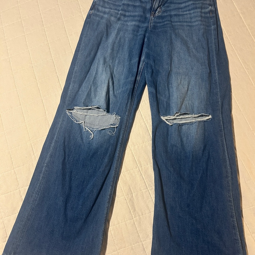 American Eagle Outfitters Flare Distressed Blue Jeans